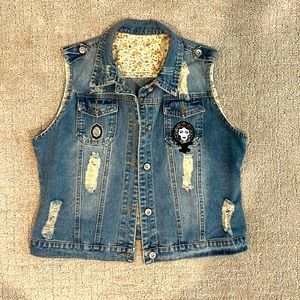 Jean jacket vest with haunted mansion patches